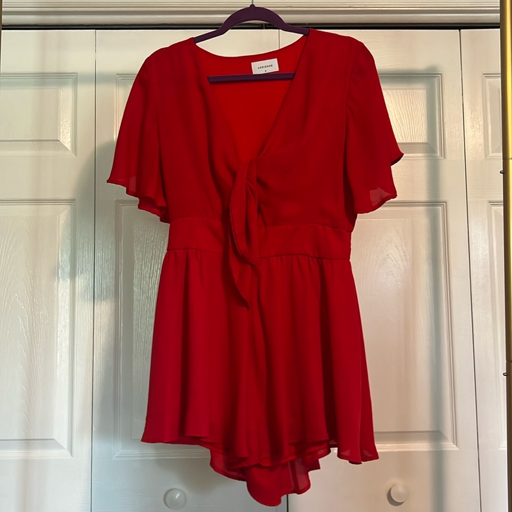 Front Tie Red Romper